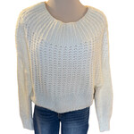 Mocha Cream Cowl Neck Ribbed Long Sleeve Sweater Size S/M- RF