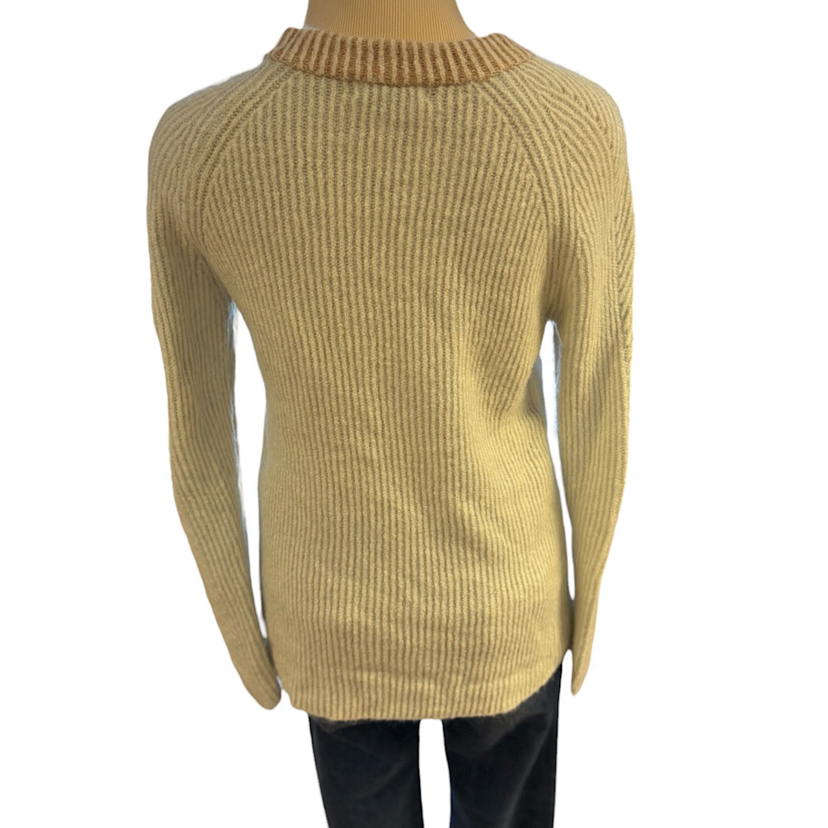 Rust/ Cream Ribbed Long Sleeve Sweater Size Small- RF
