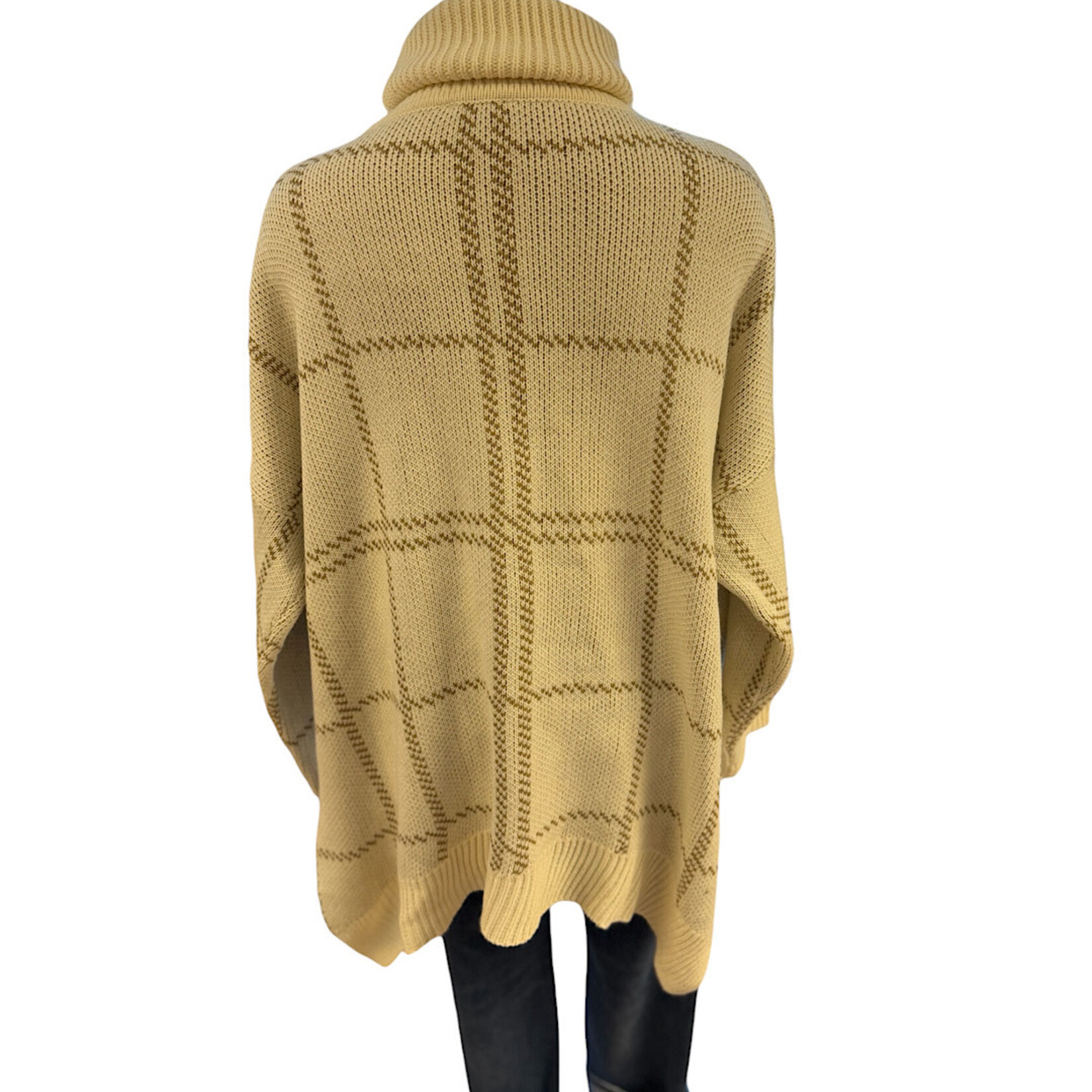 Cream Striped Turtleneck Long Sleeve Top Size Medium- RF