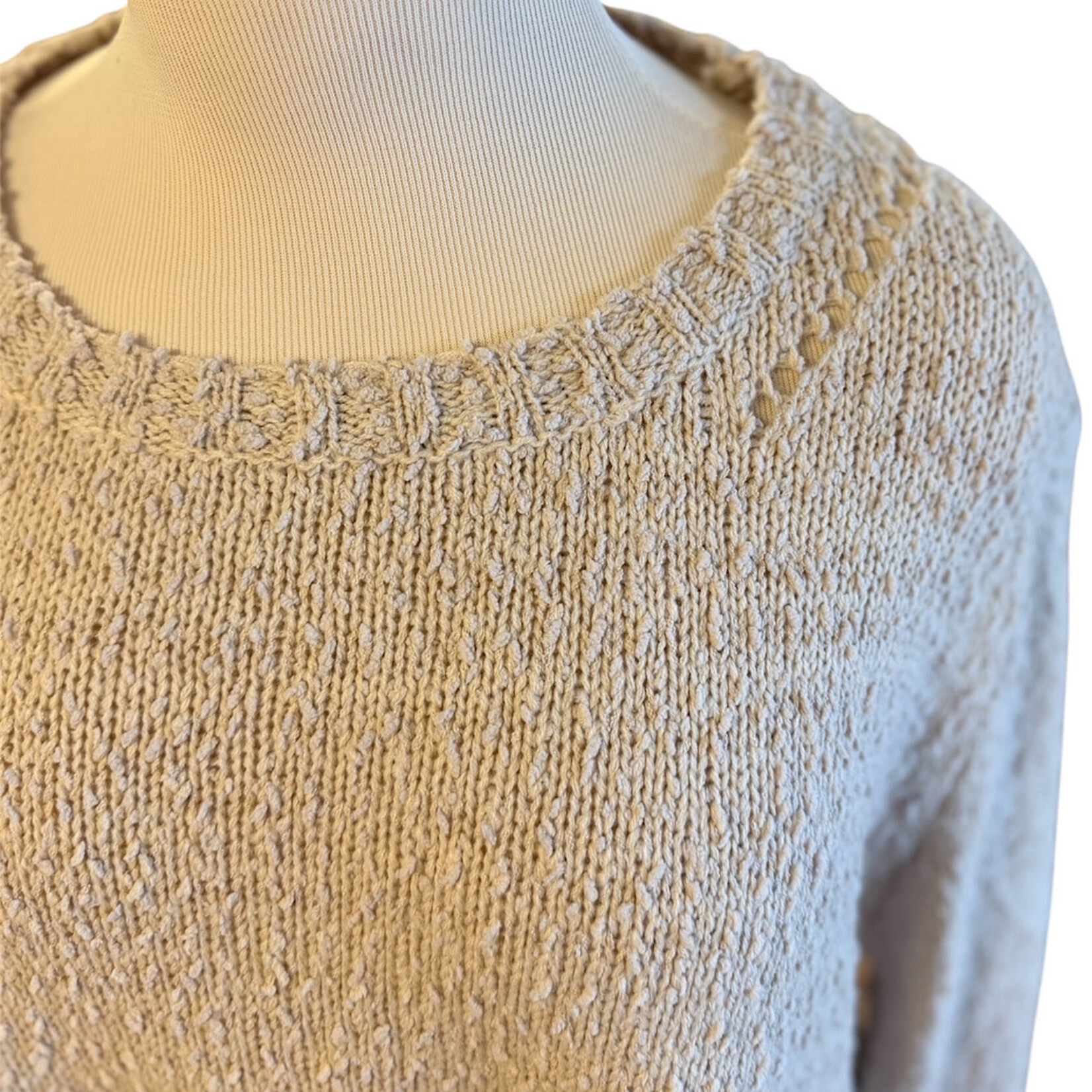 Taupe Cutout Textured Long Sleeve Sweater Size Large- RF
