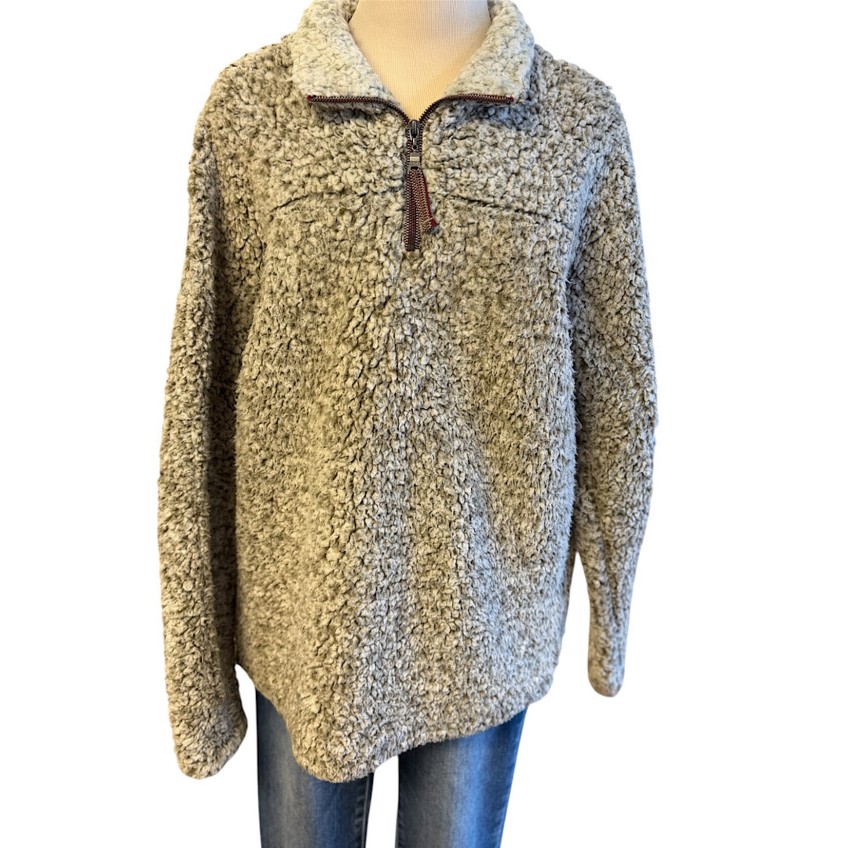 True Grit True Grit Brown/ Cream Mix Sherpa Long Sleeve Pullover Size Medium- RF
