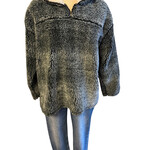 Black/ White Mix Sherpa Long Sleeve Pullover Size Large- RF