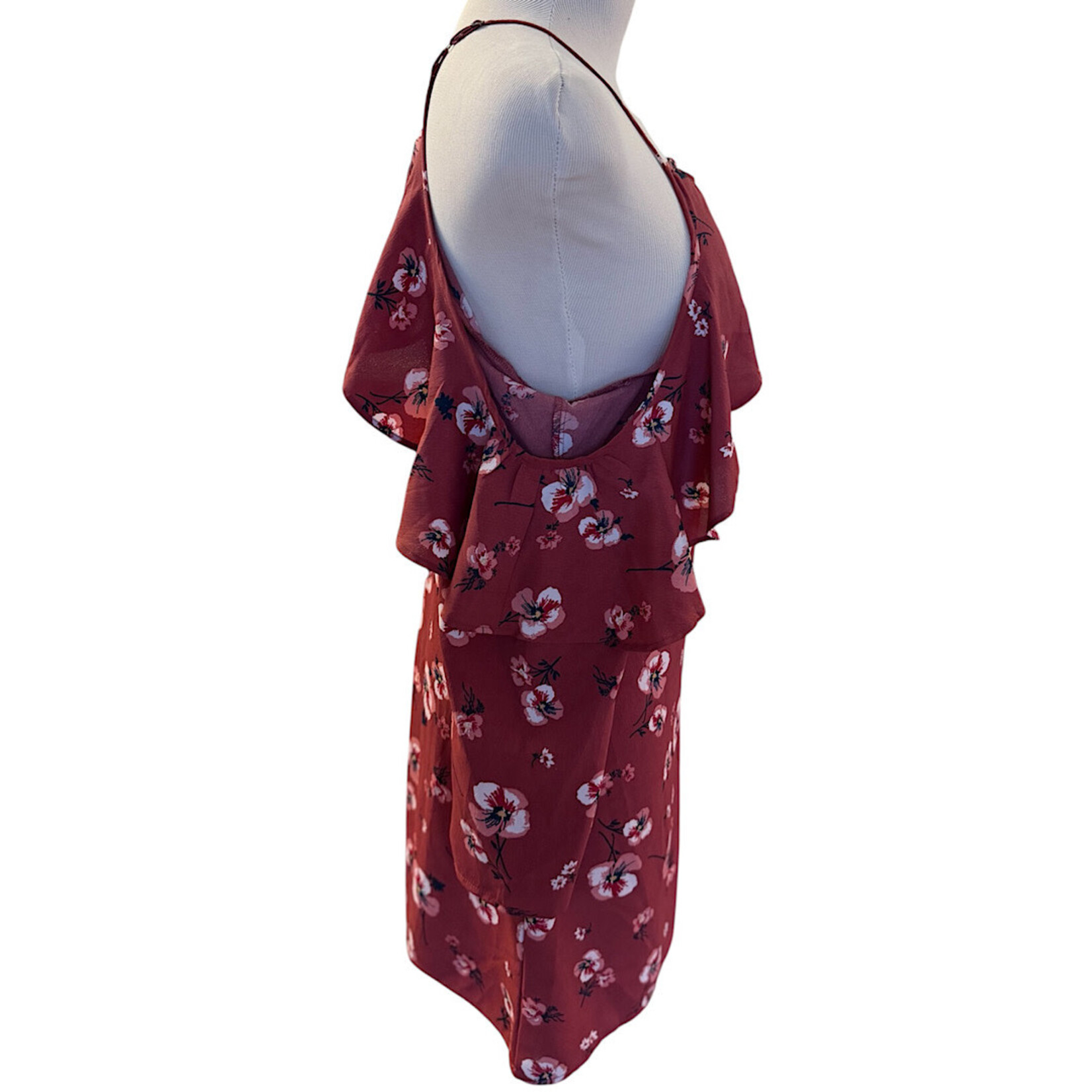 Russet Pink Floral Off Shoulder Dress Size Medium- RF