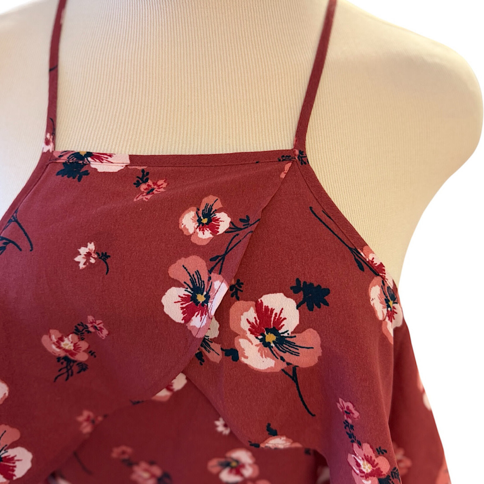 Russet Pink Floral Off Shoulder Dress Size Medium- RF