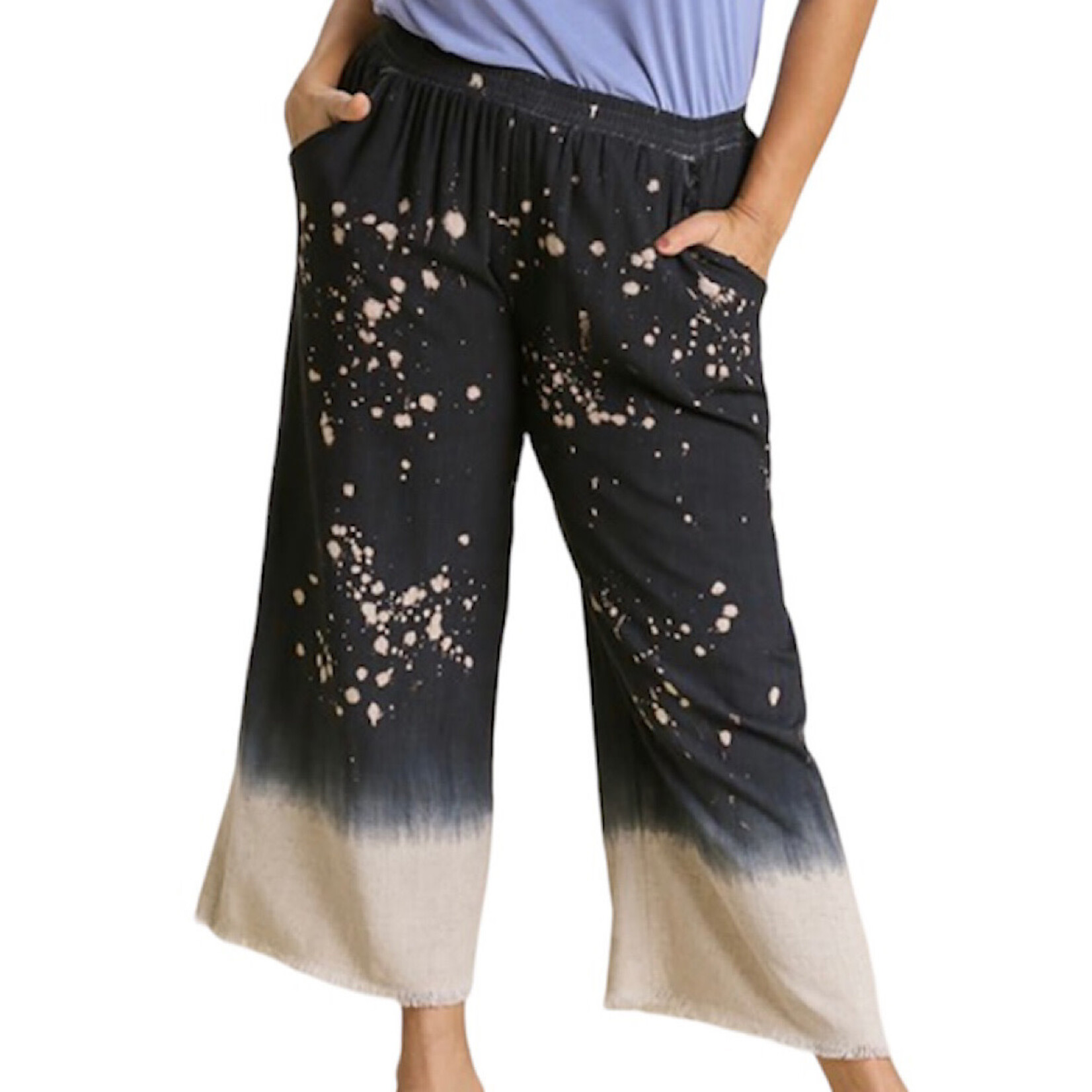 Plus Black Dip Dye Wide Leg Pant