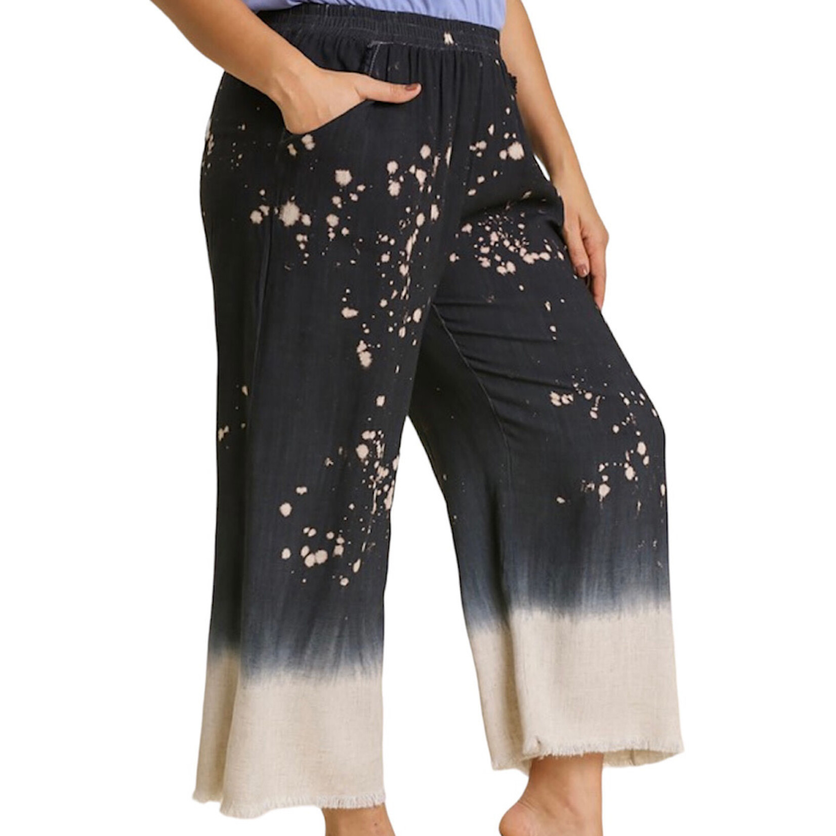 Plus Black Dip Dye Wide Leg Pant