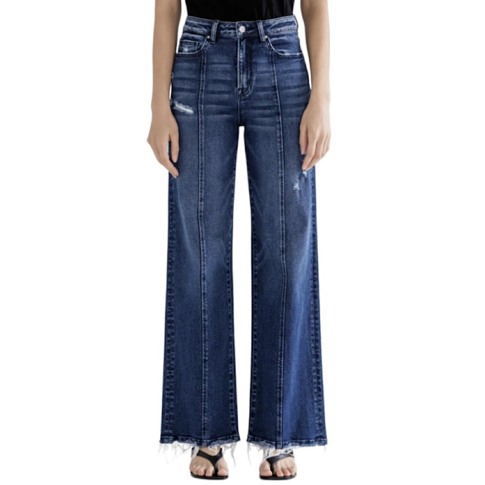 Mica Denim MICA MDP-W1180DK Super High Rise Seam Front Wide Leg Jeans