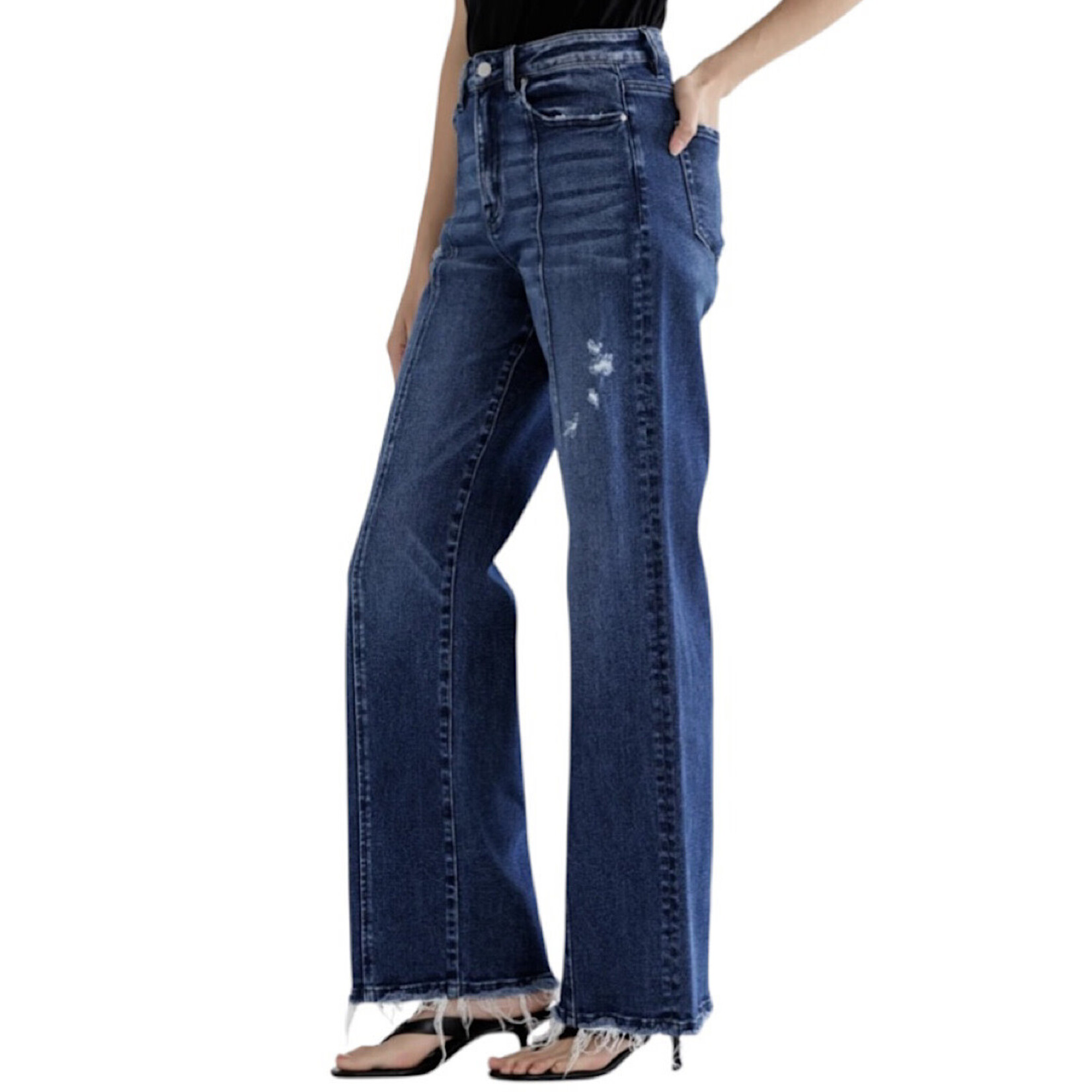 Mica Denim MICA MDP-W1180DK Super High Rise Seam Front Wide Leg Jeans