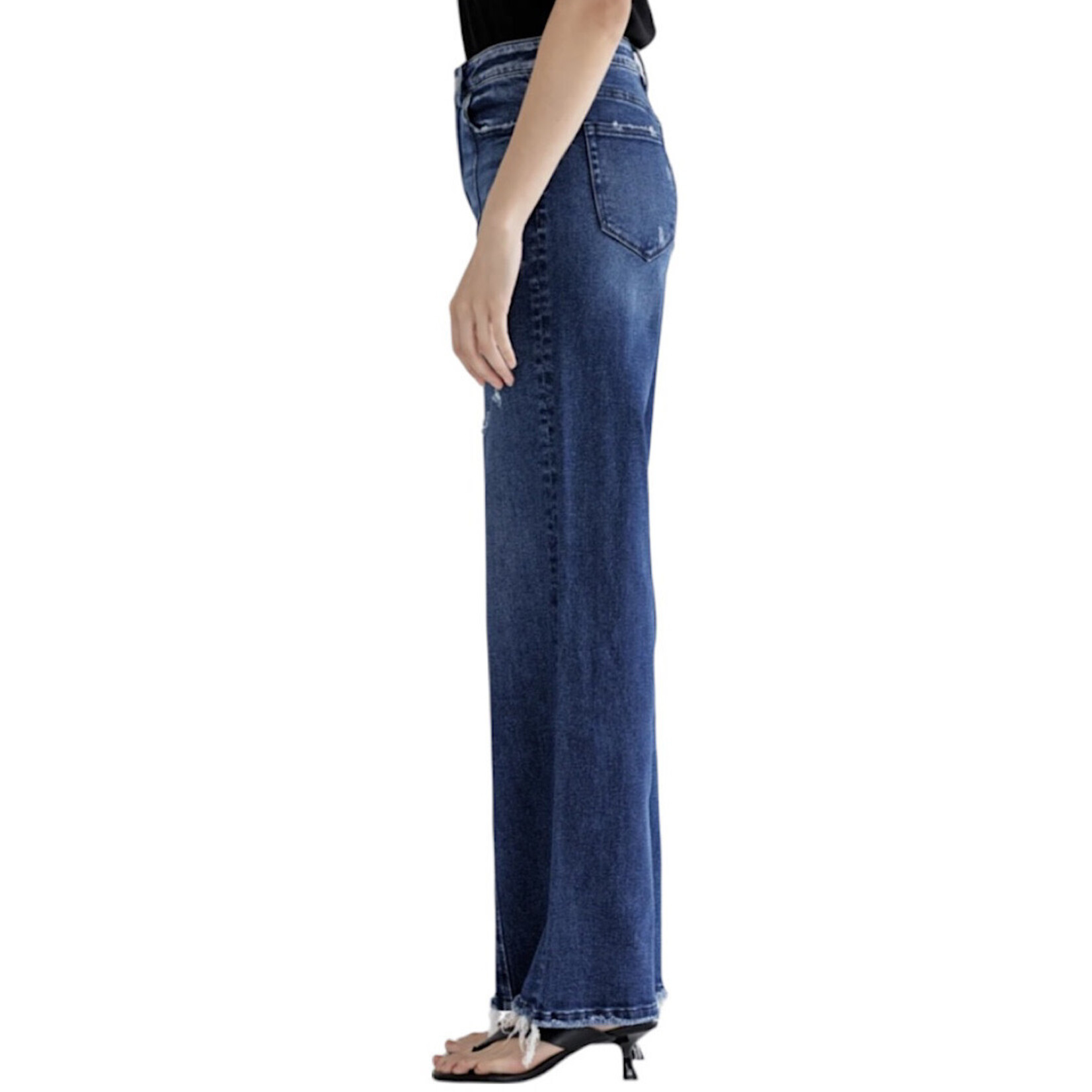 Mica Denim MICA MDP-W1180DK Super High Rise Seam Front Wide Leg Jeans