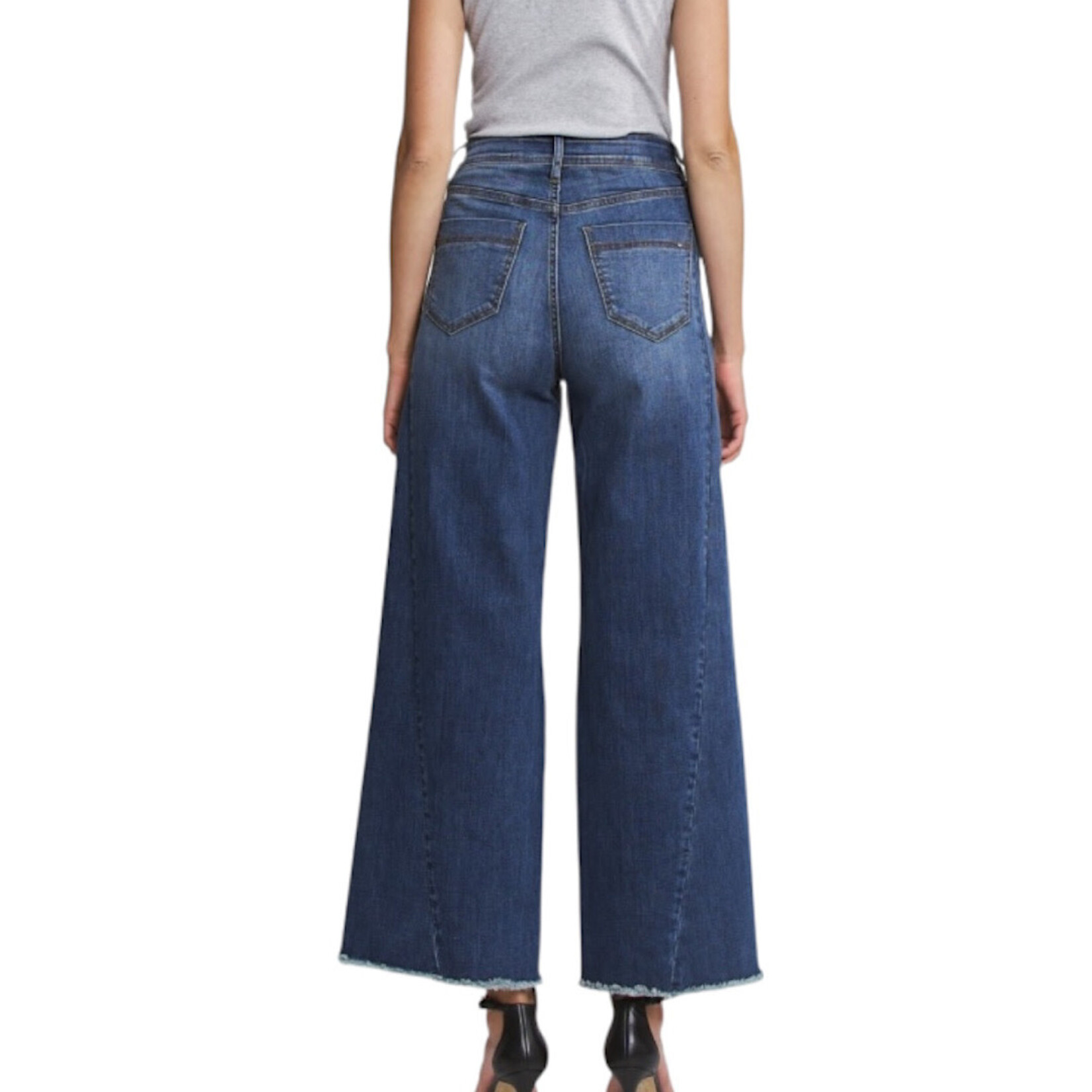 Mica Denim Mica MDP-W3749B Super High Wide Leg Ankle Raw Hem