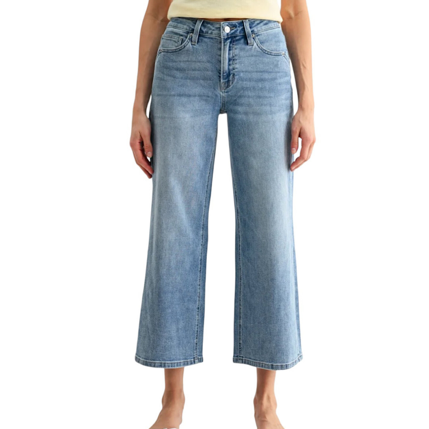 Mica Denim Mica MDP-W3857 Mid Rise Wide Leg Crop Jean