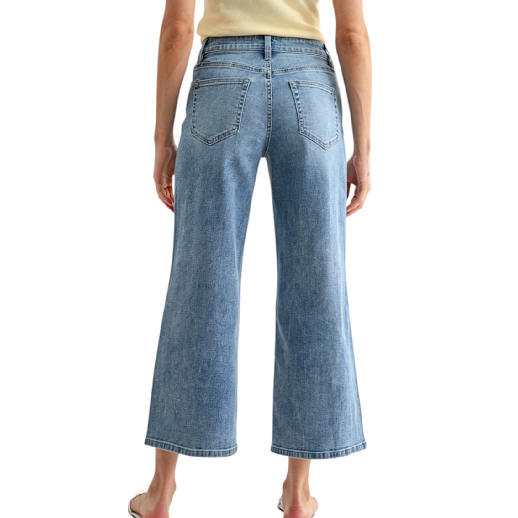 Mica Denim Mica MDP-W3857 Mid Rise Wide Leg Crop Jean