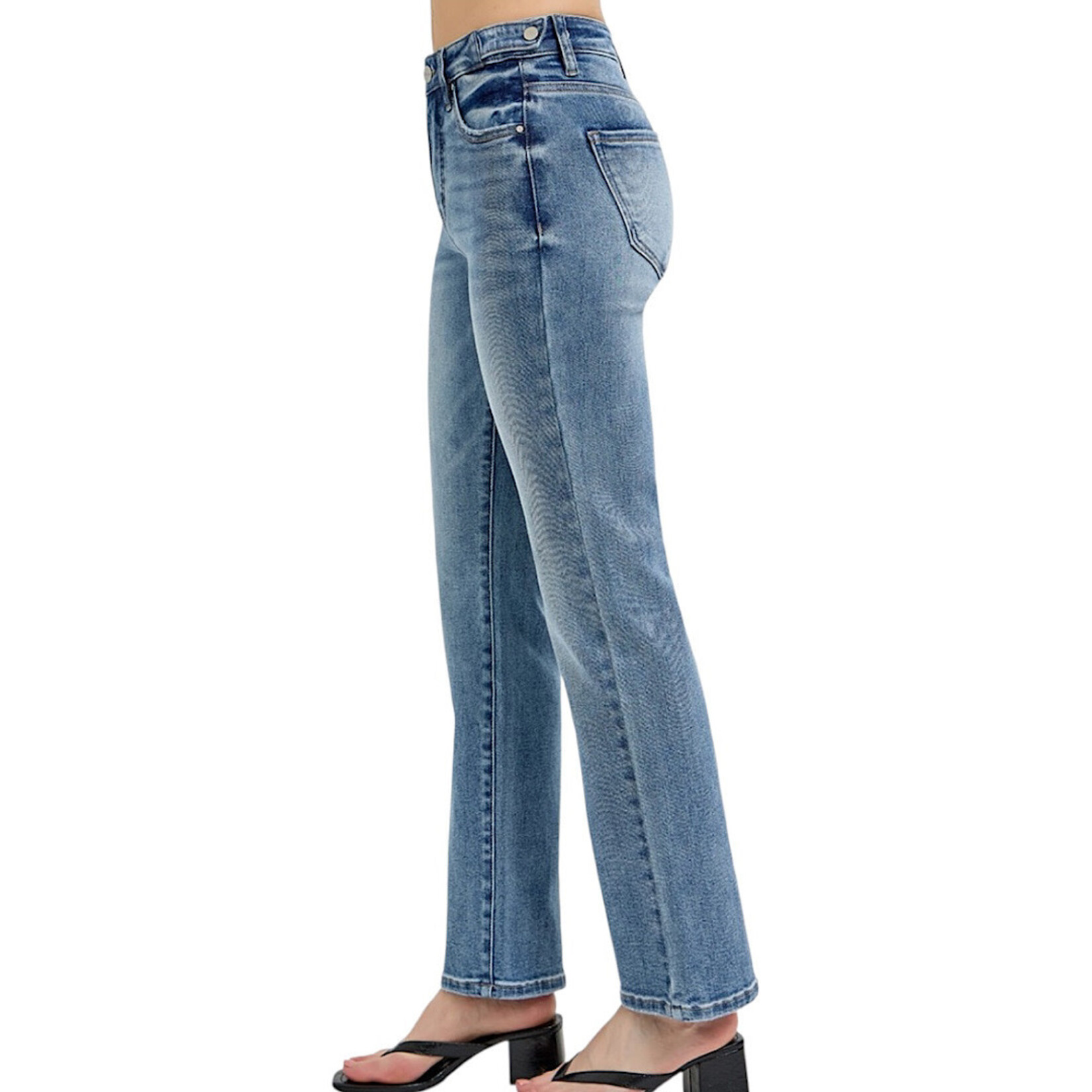 Risen RDP5985 Medium TC-High Rise Ankle Straight Adjustable Waistband Jean