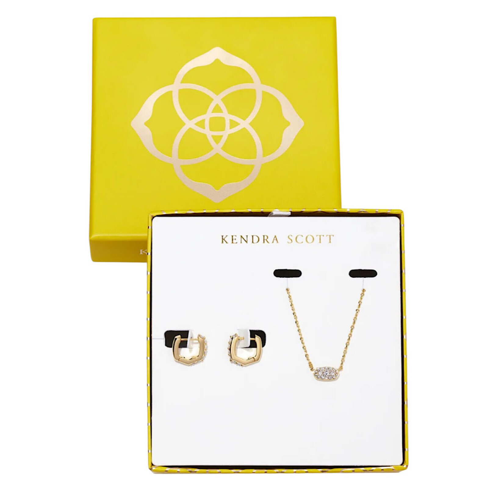 Kendra Scott Grayson PNDT Hug Gift Set Gold White Crystal
