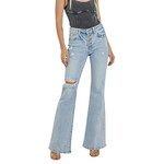 RDP5415 Light Wash Mid- Rise Flare- Button Down Jeans