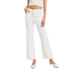 RDP5662 Cream High- Rise Ankle Flare Patch Pocket Pants