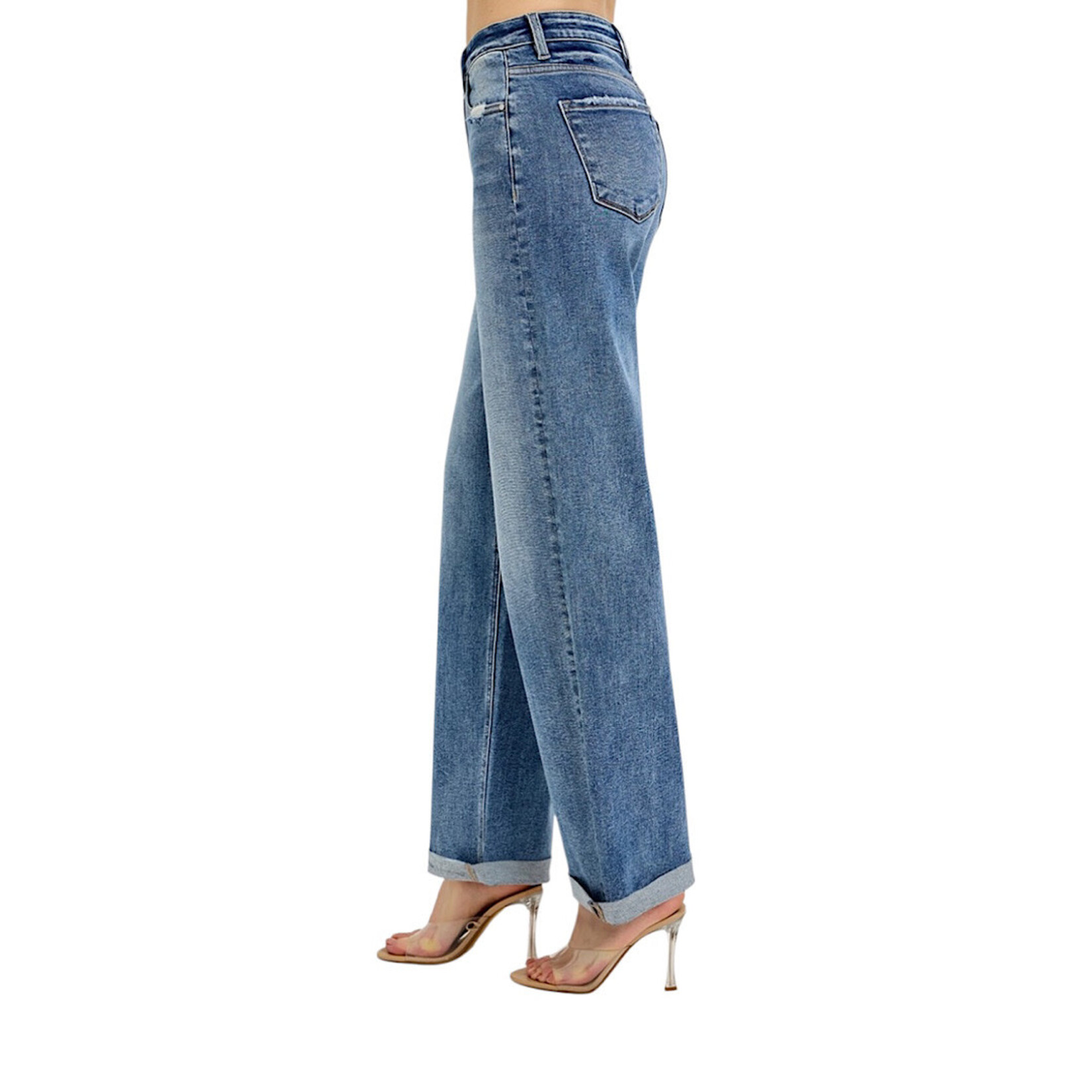 RDP5983 Medium Wash High- Rise Wide Baggy Jeans