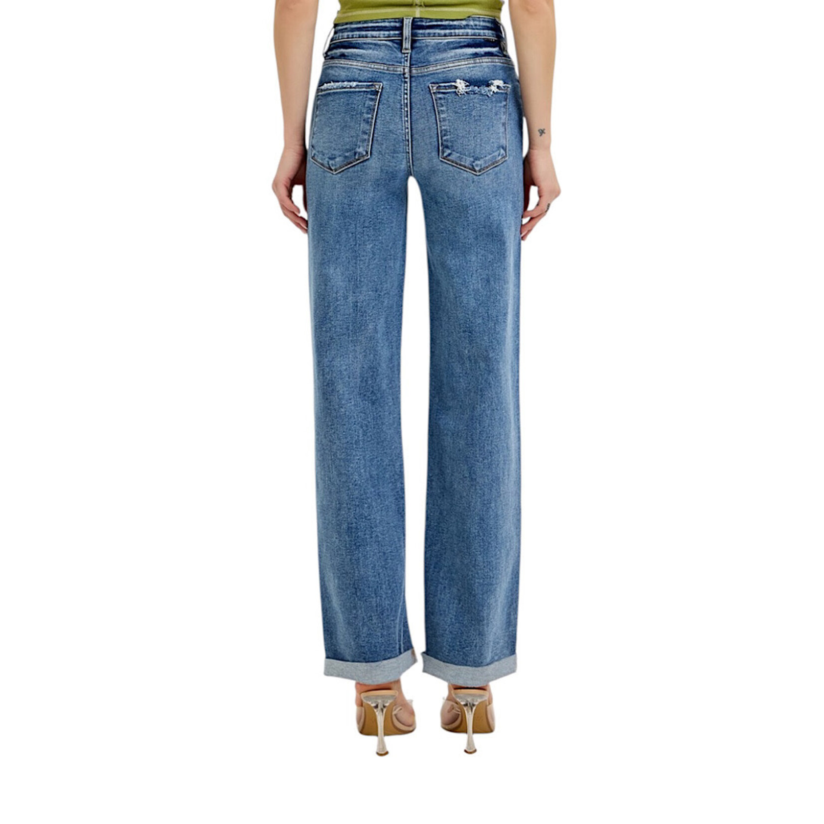 RDP5983 Medium Wash High- Rise Wide Baggy Jeans