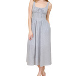 Navy Striped Sleeveless Corset Detail Mid Length Dress