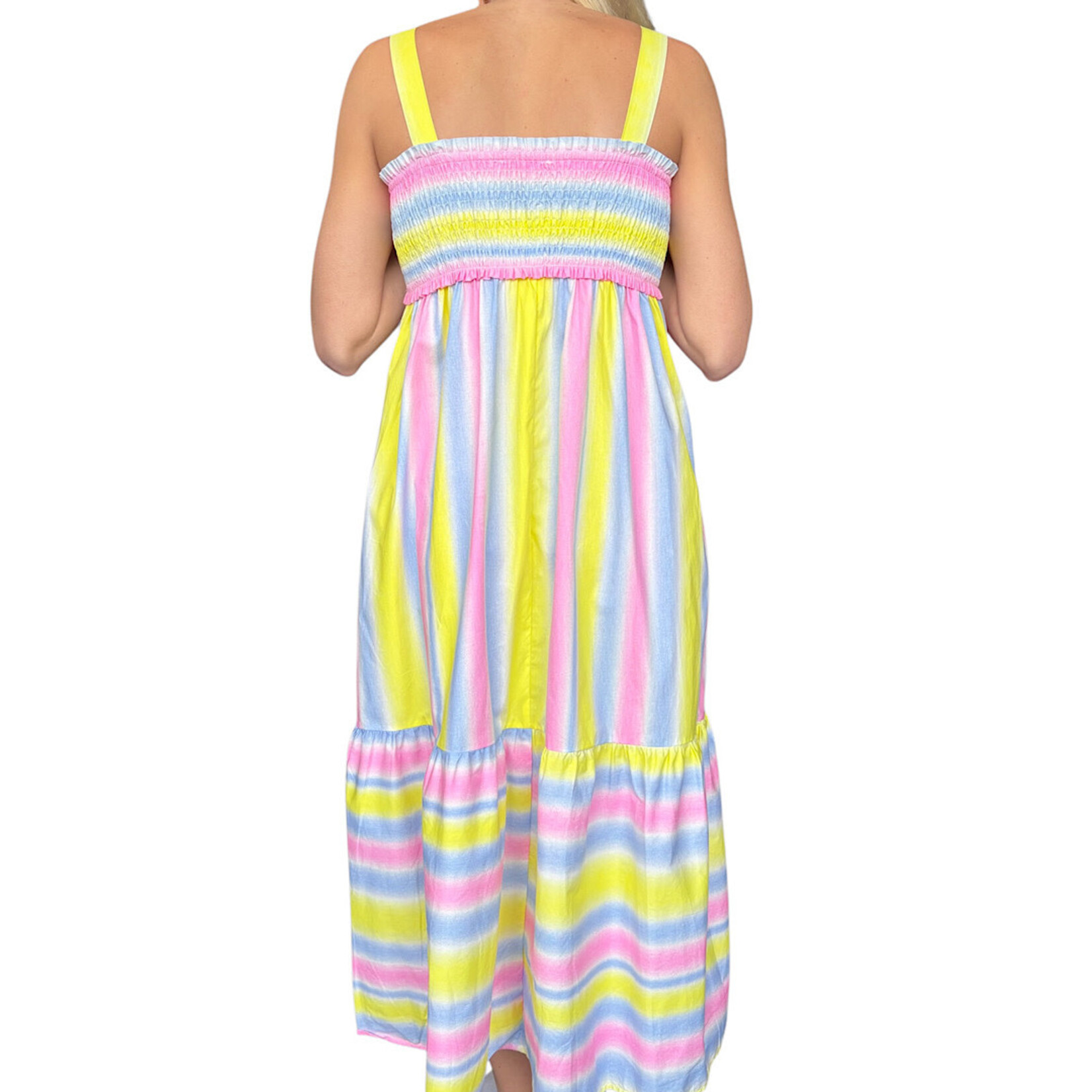 Sunrise Pastel Stripe Smocked Maxi Dress