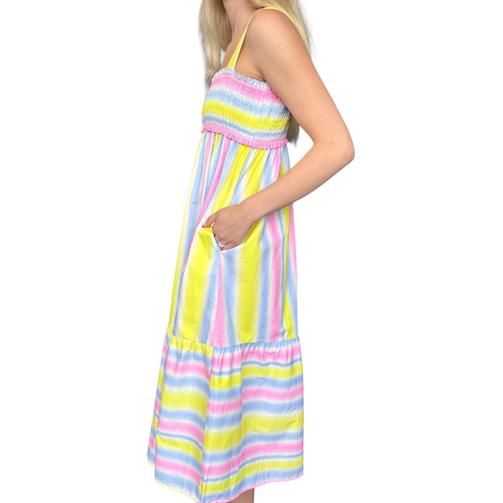 Sunrise Pastel Stripe Smocked Maxi Dress