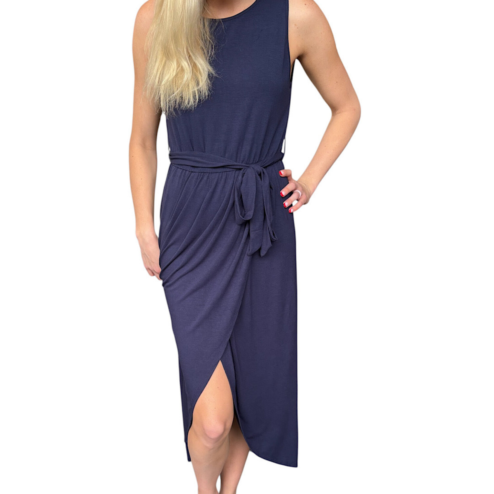 LTX Sportswear Navy Tie Waist Maxi Length Dress