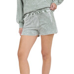 Moss Washed Tie Waist Raw Edge Shorts