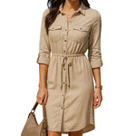 Nude Brown Button Down Dress