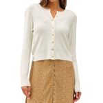 Everyday Essential Ribbed Button Up Crewneck Cardigan Off White