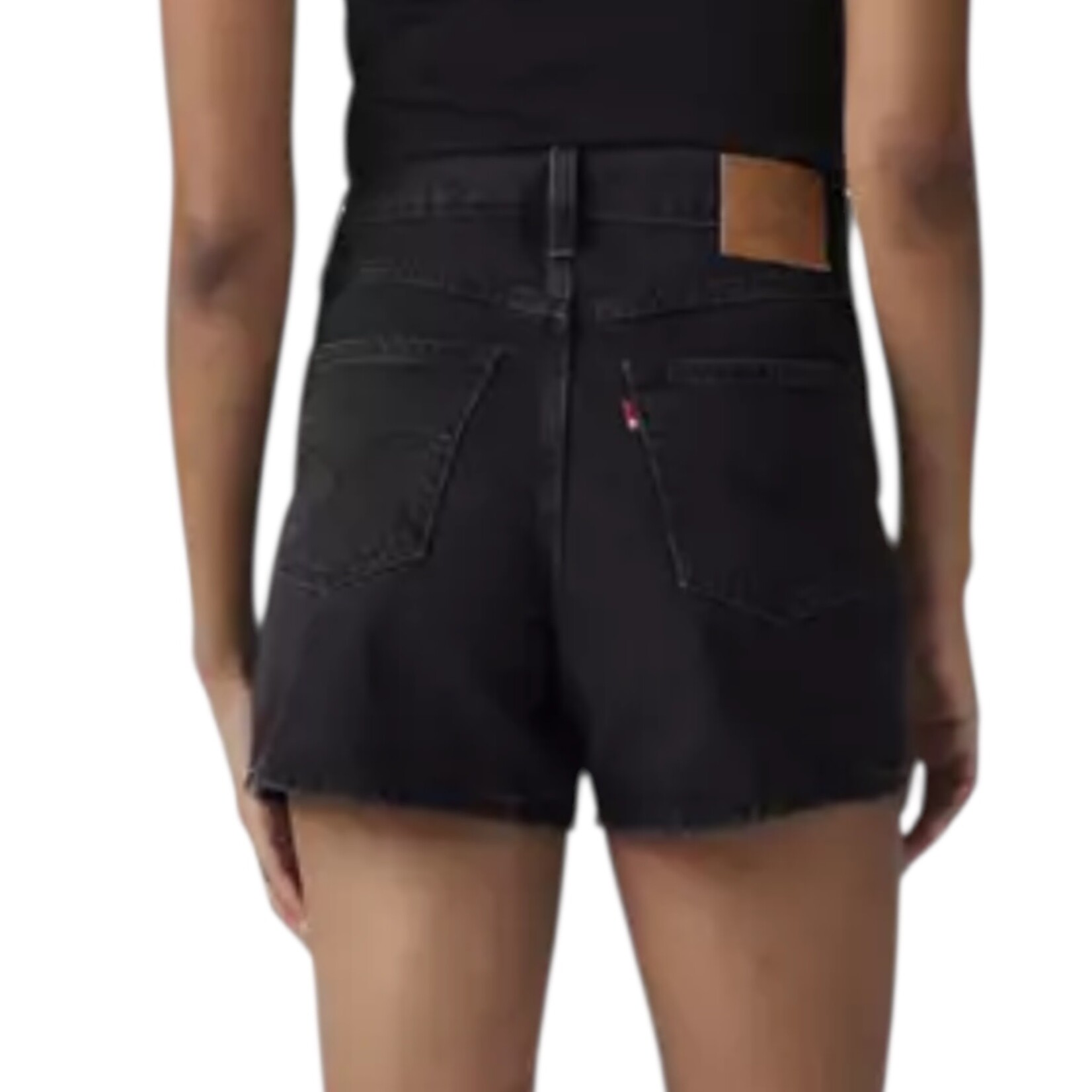Black Denim Levi Mom Shorts