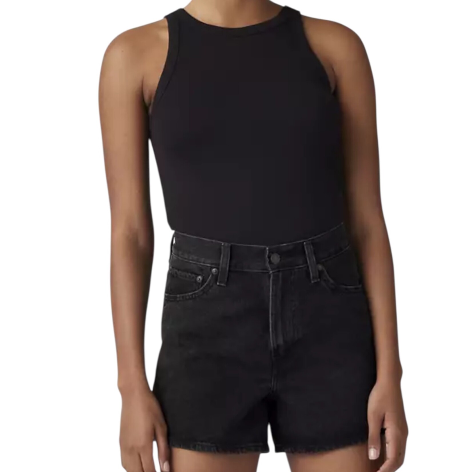 Black Denim Levi Mom Shorts