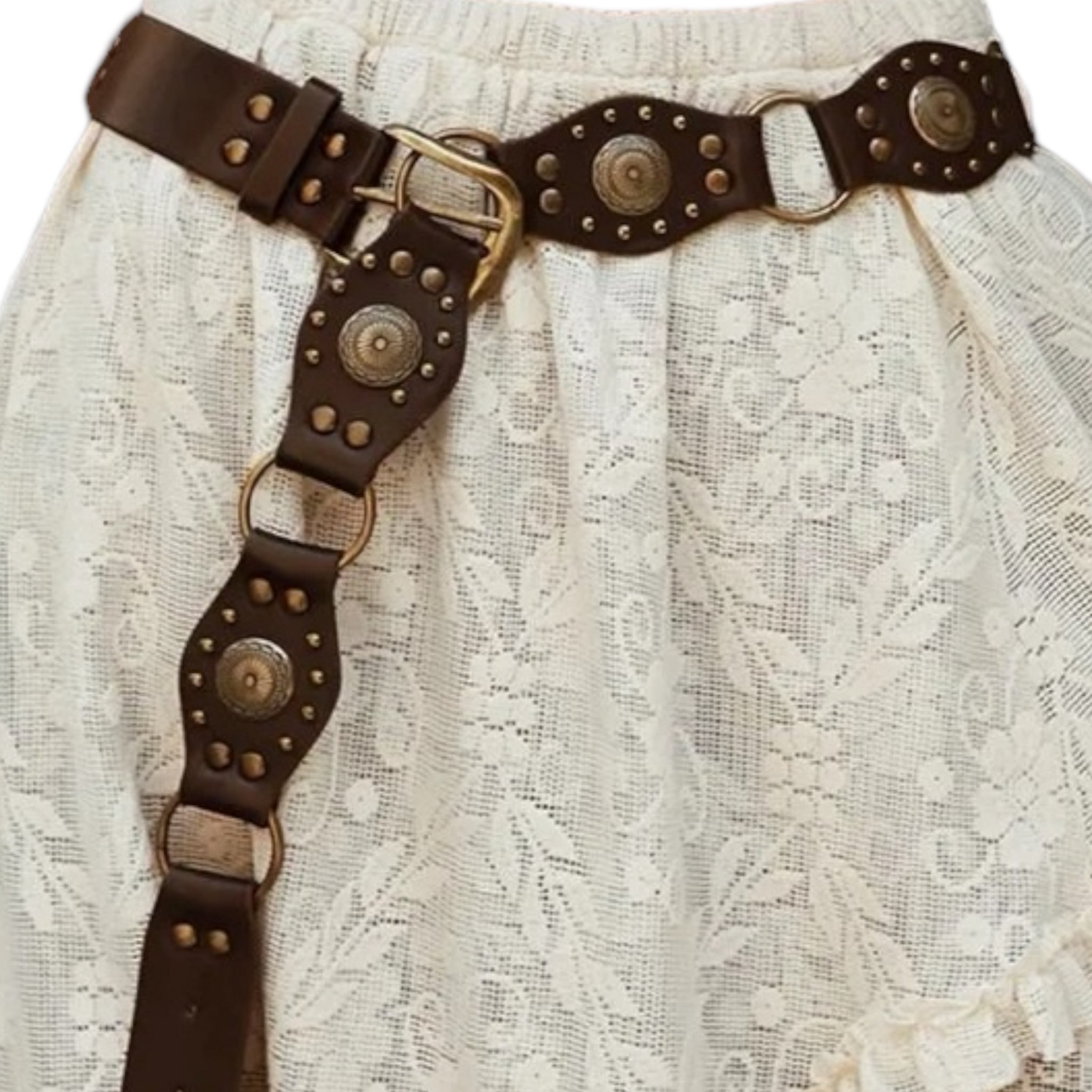 Sweet Cherry Sky Brown Western Style Concho Belt