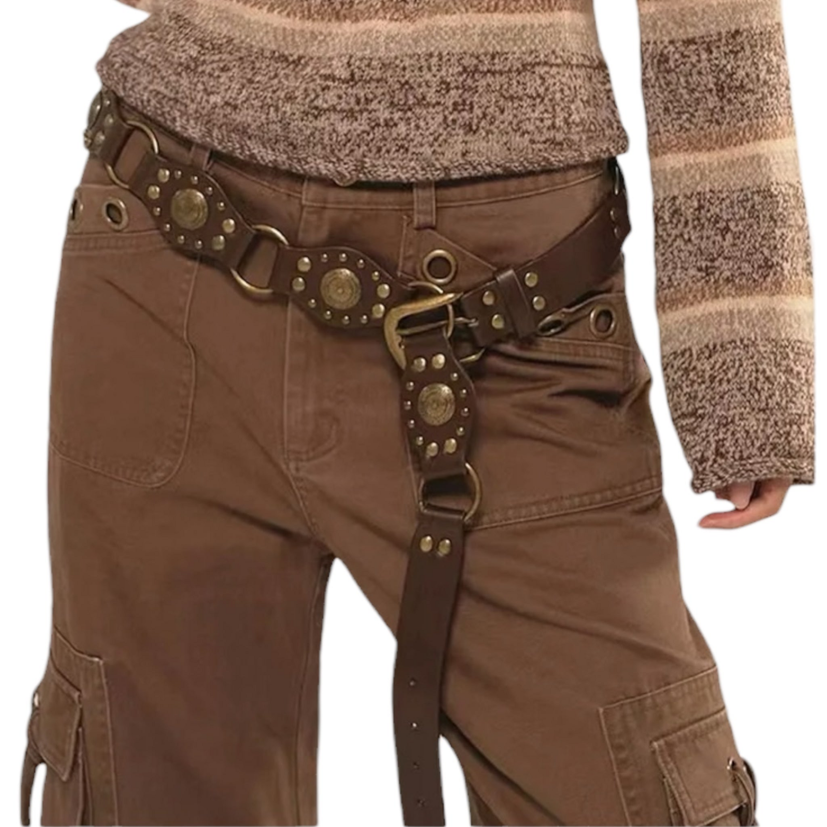 Sweet Cherry Sky Brown Western Style Concho Belt
