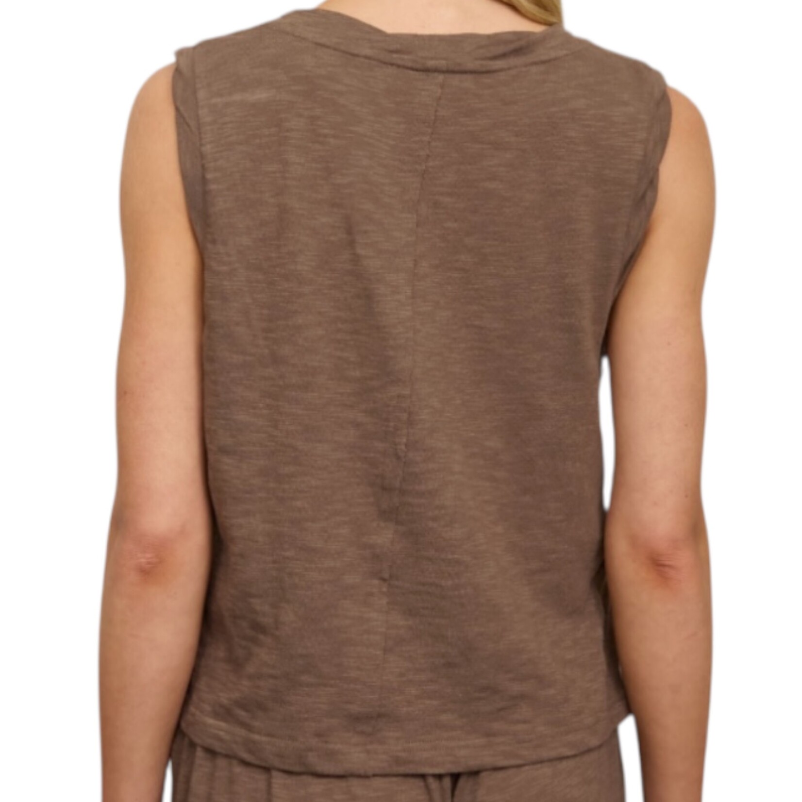 Dark Brown V-Neck Top And Pant Set