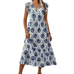 Lovesoft Blue Floral V-Neck Maxi Dress