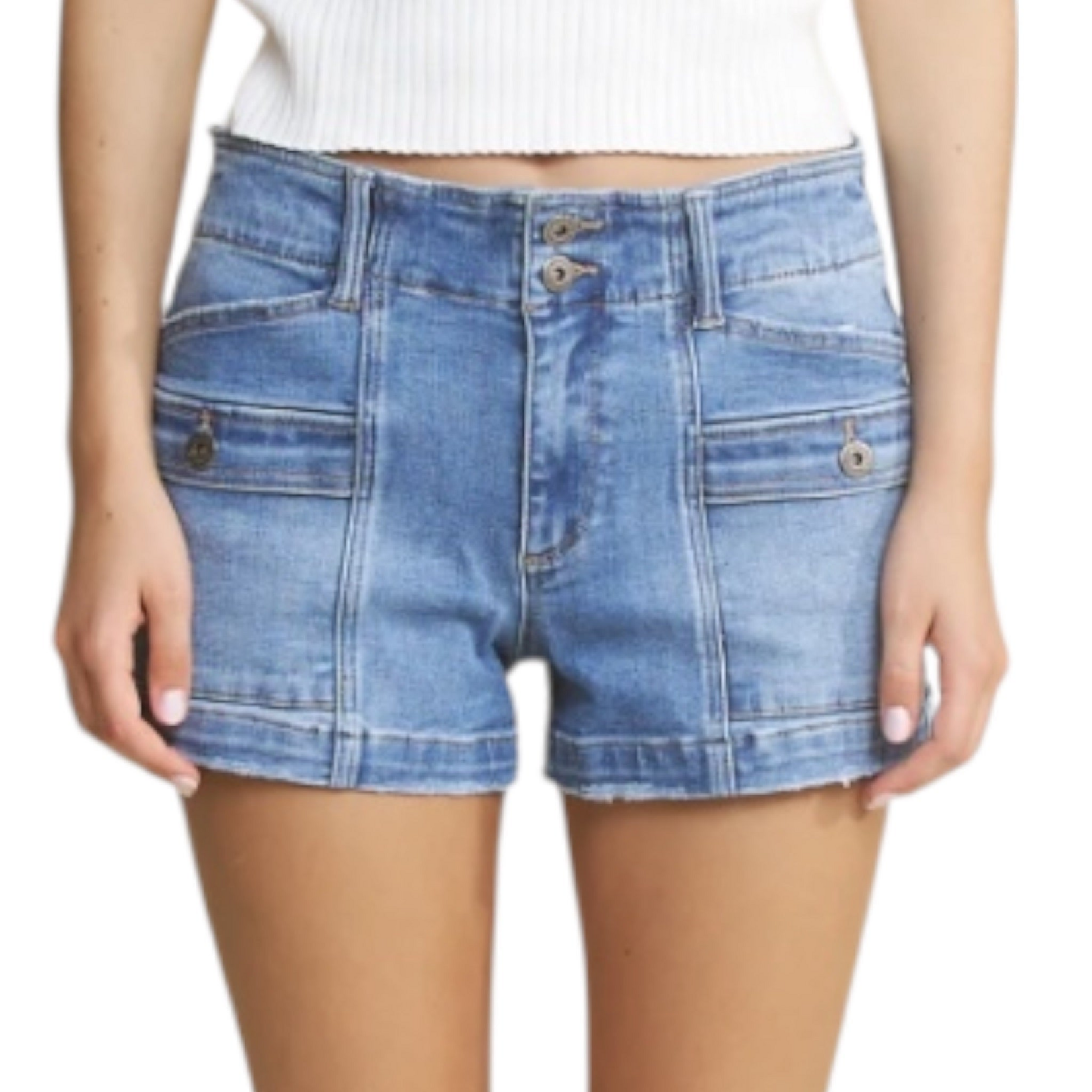 Mica Denim MICA MDP-H3439 Charcoal Blue H/R Wide Leg Short