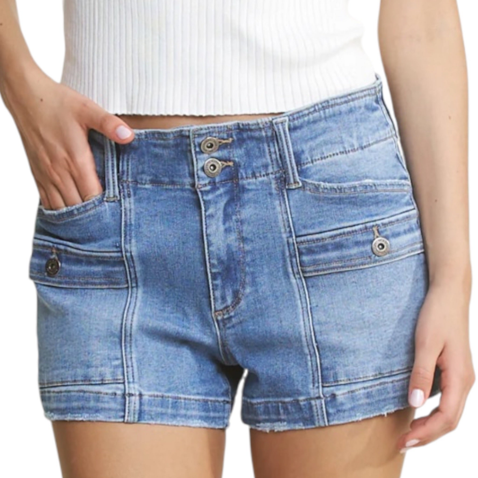 Mica Denim MICA MDP-H3439 Charcoal Blue H/R Wide Leg Short