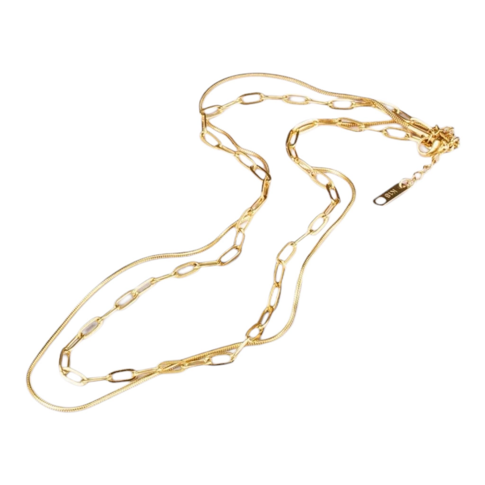 Sweet Cherry Sky 18K Gld Plated Paperclip Layered Necklace