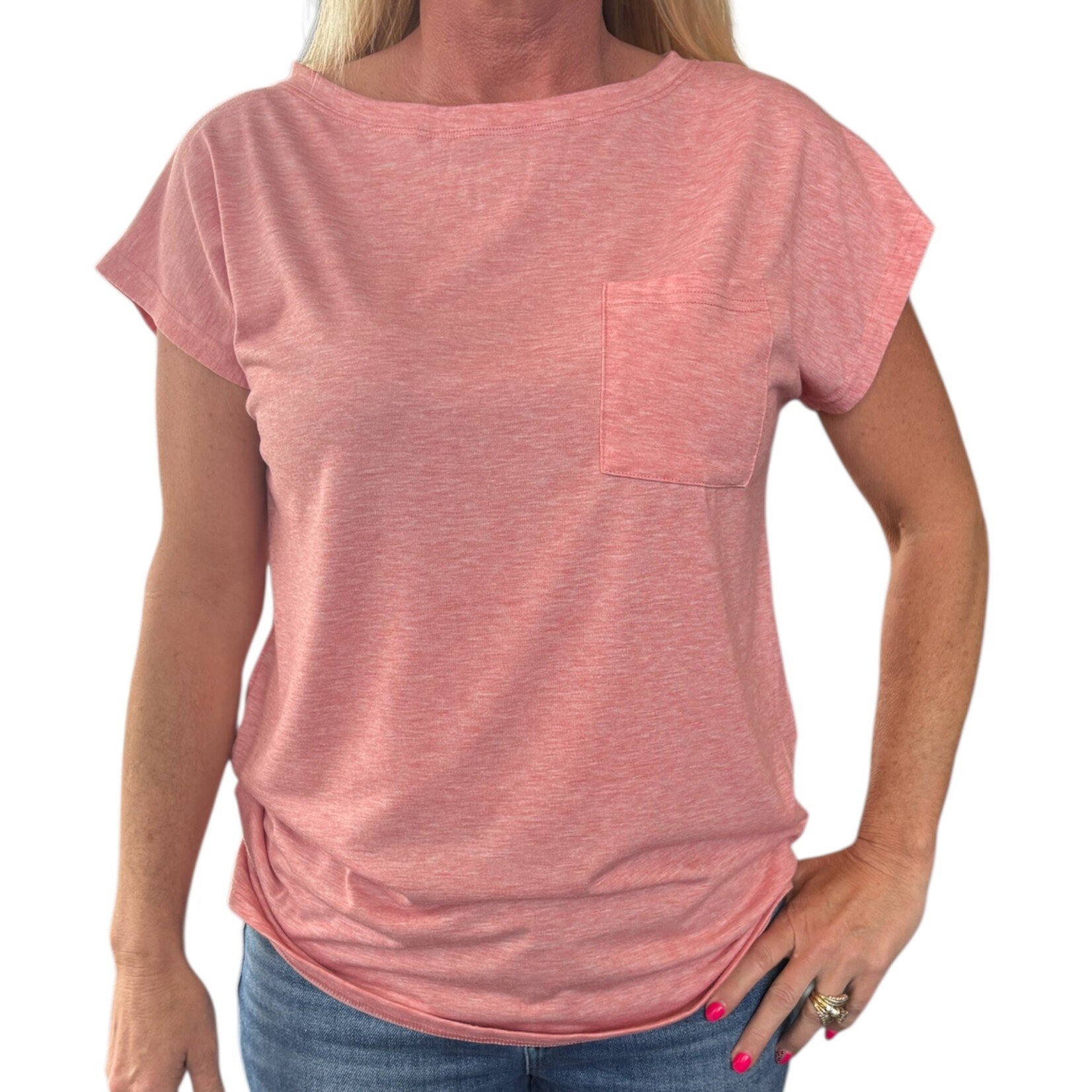 Lovesoft Pink Cap Sleeve Top with Pocket