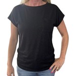Lovesoft Black Cap Sleeve Top with Pocket