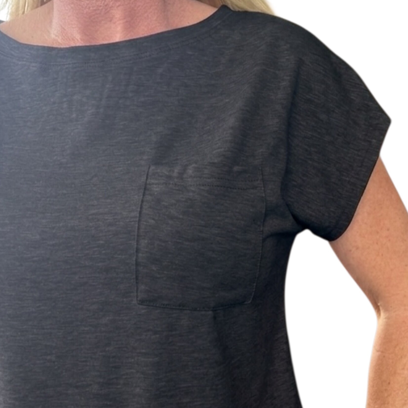 Lovesoft Black Cap Sleeve Top with Pocket