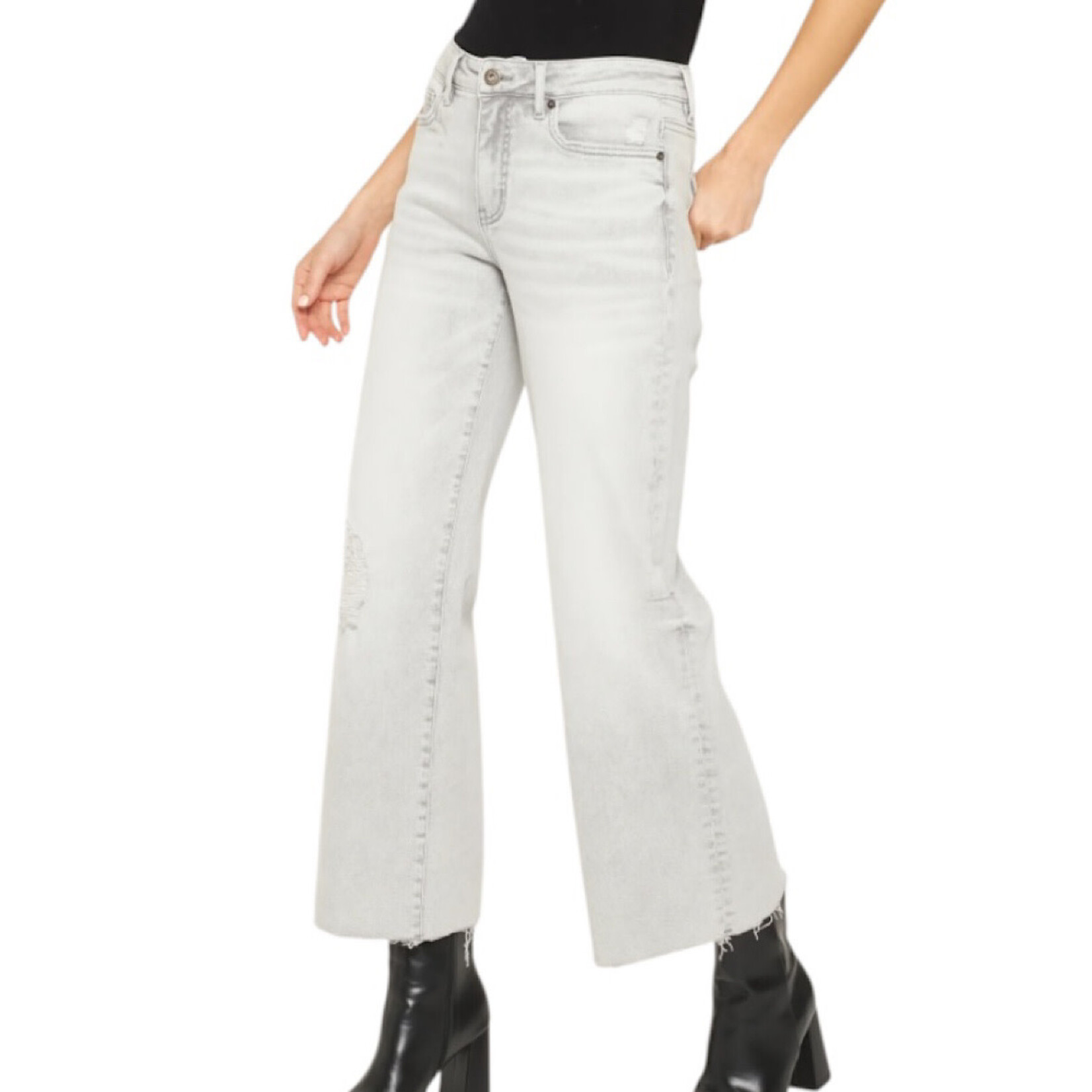 Mica Denim MICA MTT-W3280 Arsenic Mid Rise Wide Leg Tummy Tuck