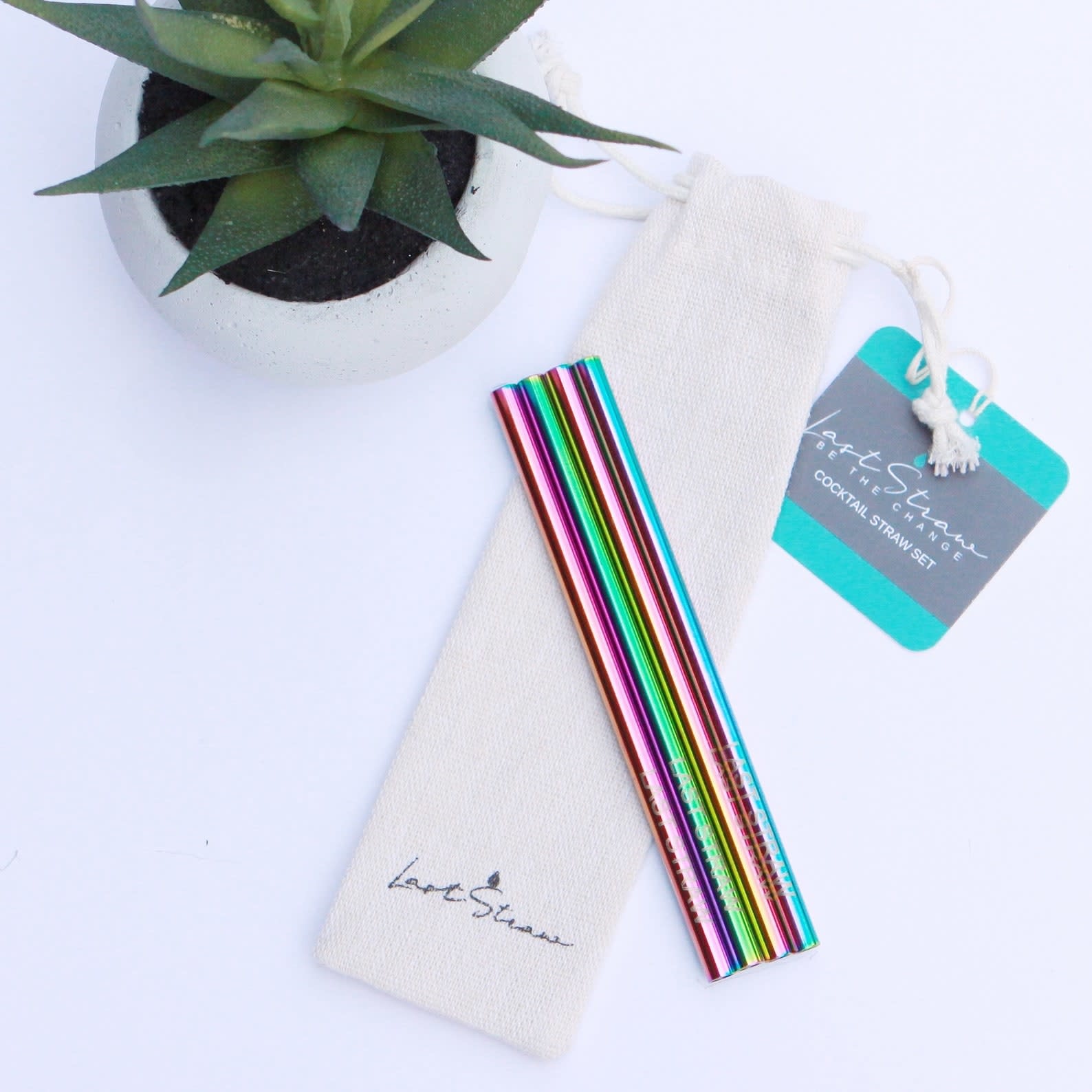 Last Straw Rainbow Cocktail Stainless Steel Metal Straw Set