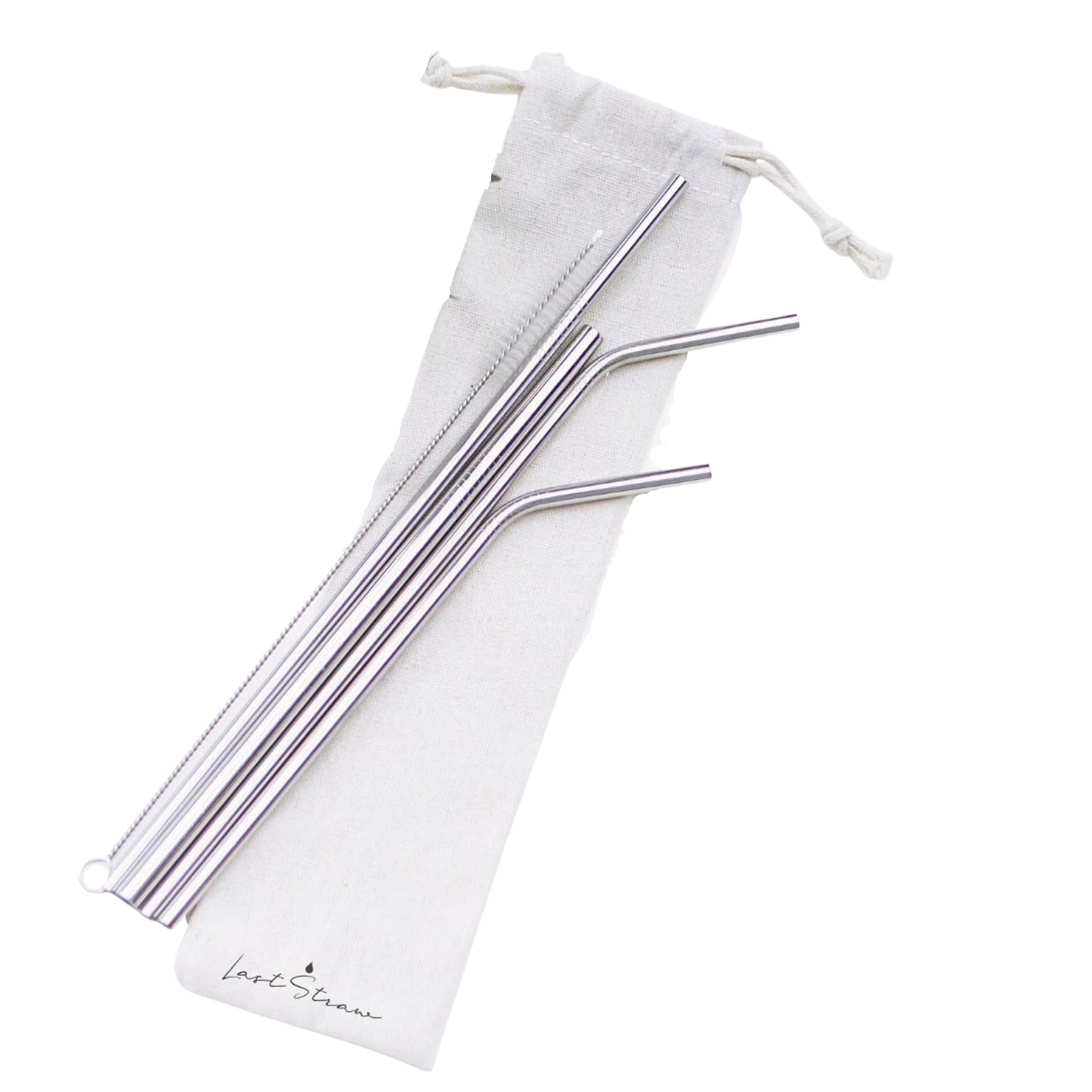 Last Straw Silver Stainless Steel Metal Straw Set