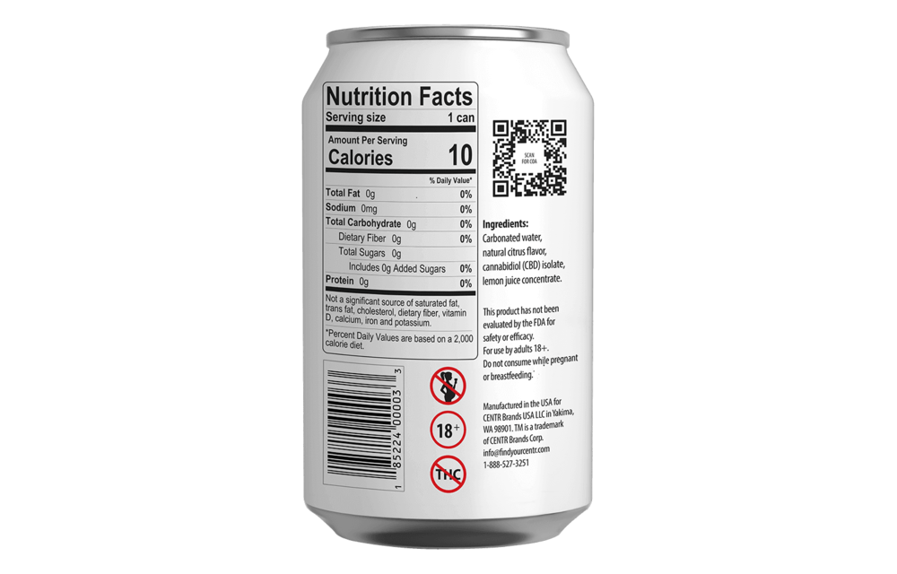 Centr Sugar Free Sparkling CBD Drink