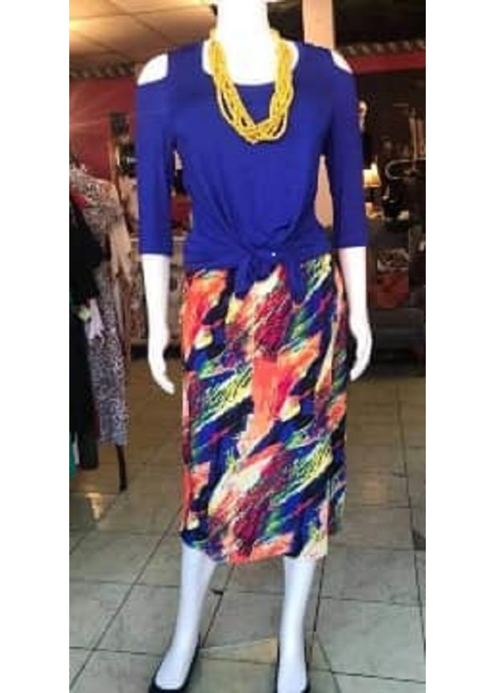 Women Plus Size  , Midi Lenght, A Line Pull on Skirt, Multi Color