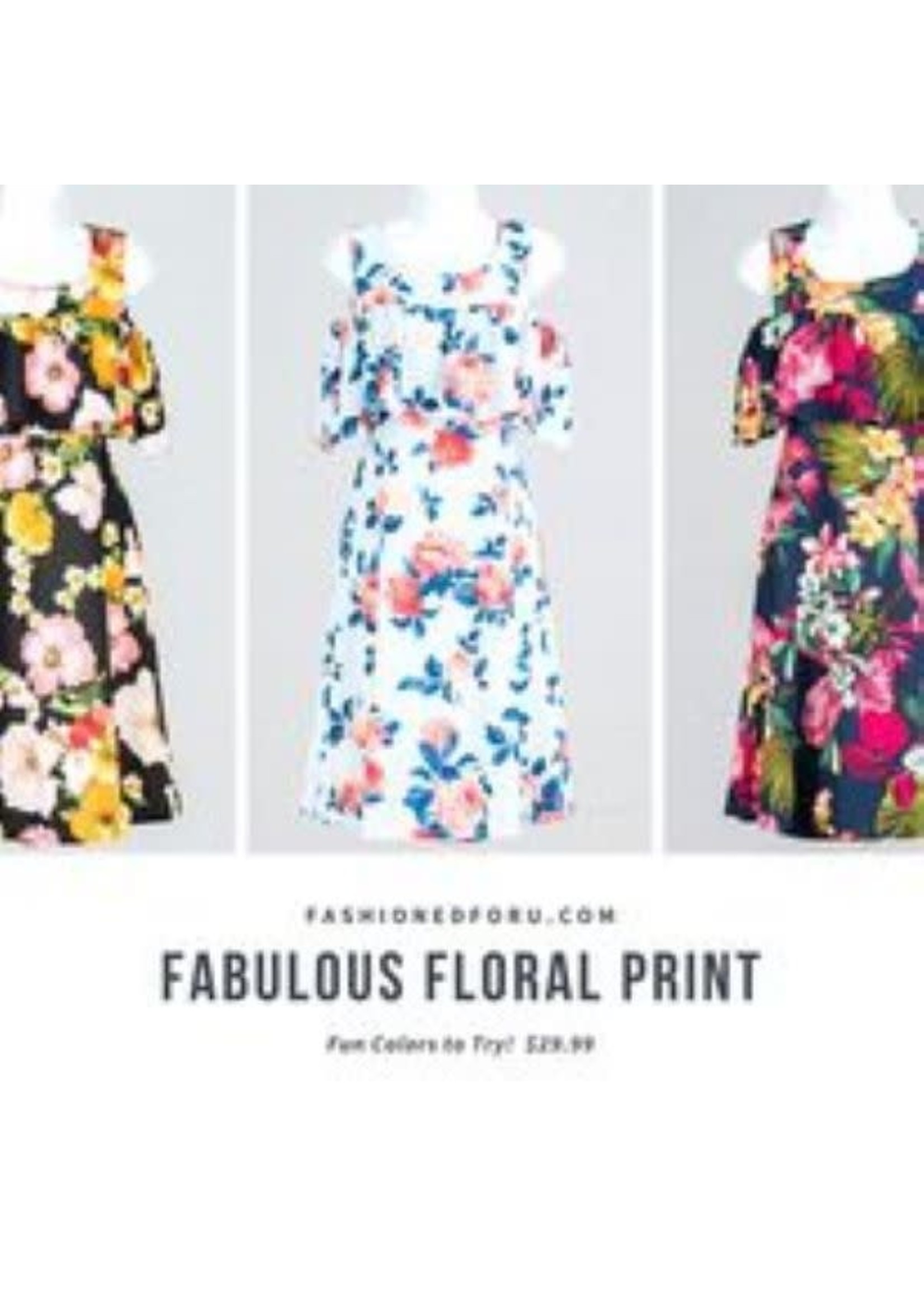 Fashioned For U Missy Cold-Shoulder A-Line Floral Print Dress Knee Length Washable  No Show Bra Straps