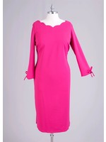 Fashioned For U 18w Plus Size Pink Long Sleeves Midi Dress Church Work Cocktail Dress