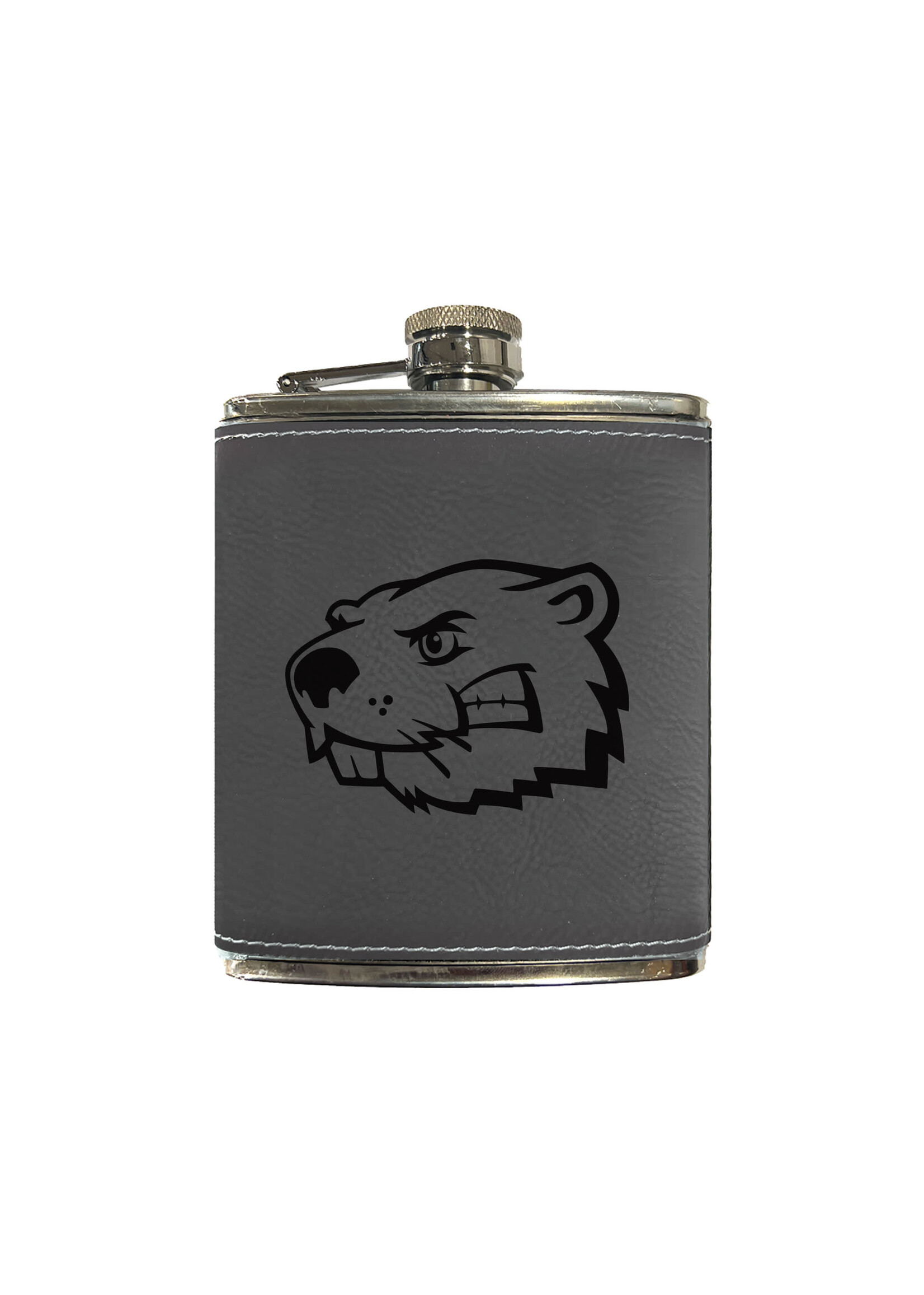 Jardine Associates 7 oz Faux Leather Flask Grey
