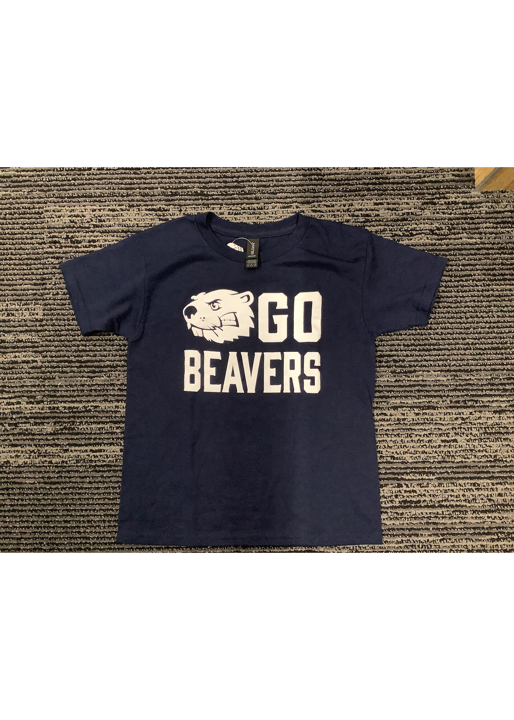 Gildan Youth T Shirt Go Beavers White ink